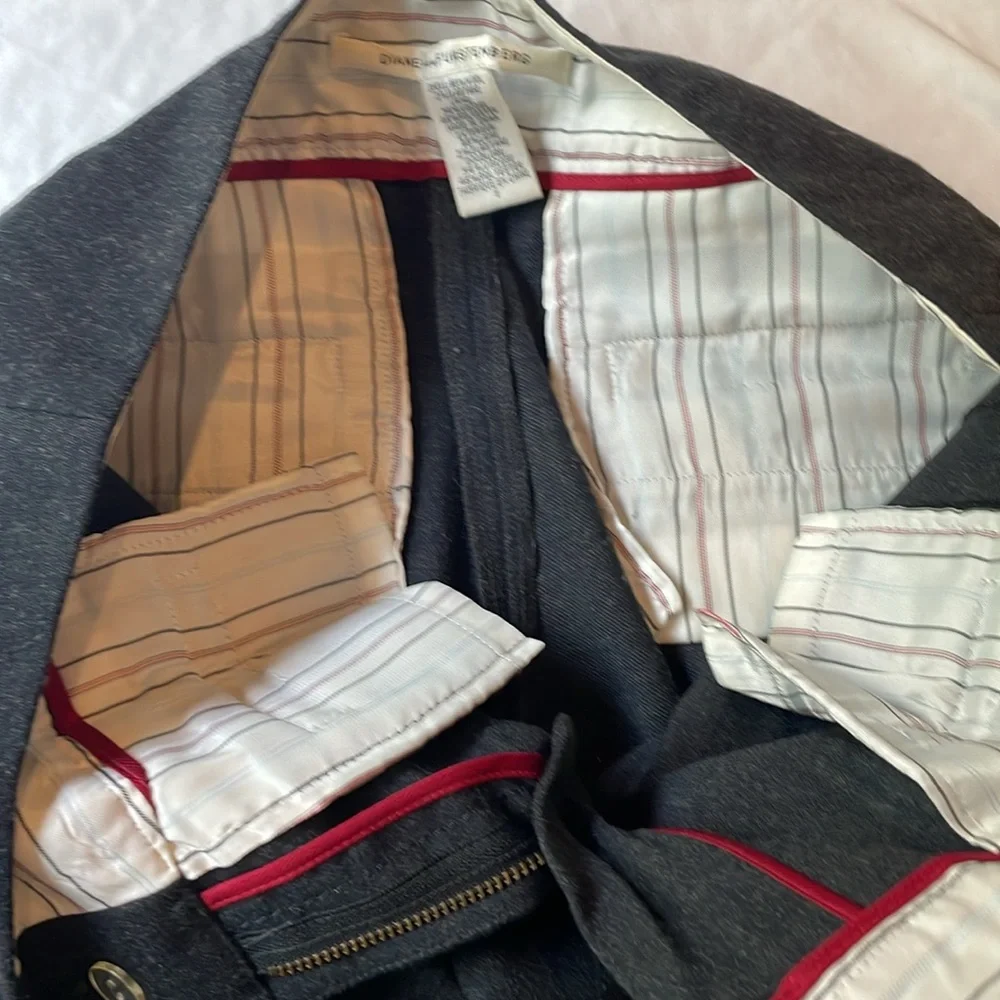 Diane von Furstenberg Midrise Flared Grey Wool Pants - Picture 6 of 15